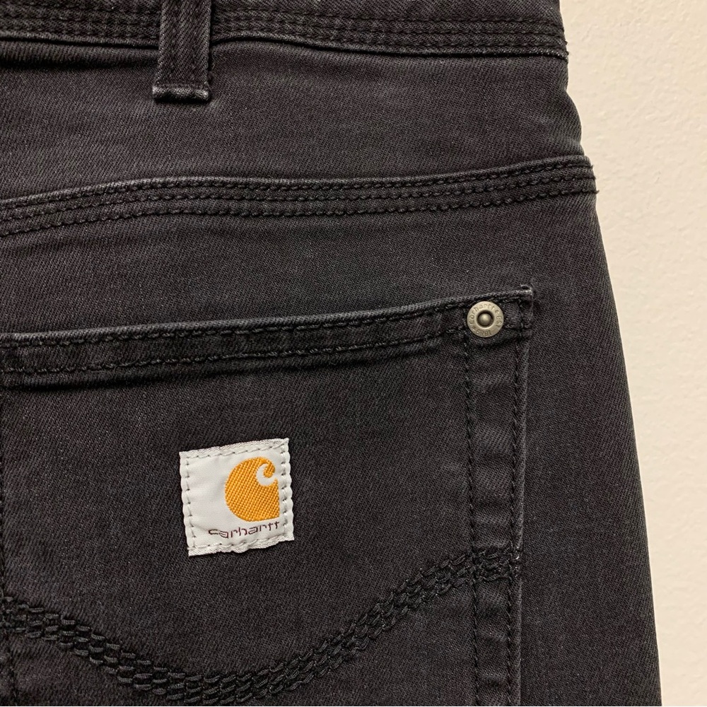 Carhartt Original Fit Jasper Bootcut Jeans Size 14 Regular Black Stretch 100649 - Picture 9 of 11